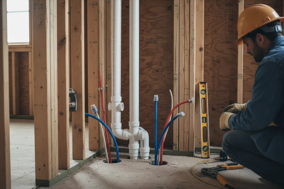 Drain and supply rough-in during Drain Cleaning in Lake Mills